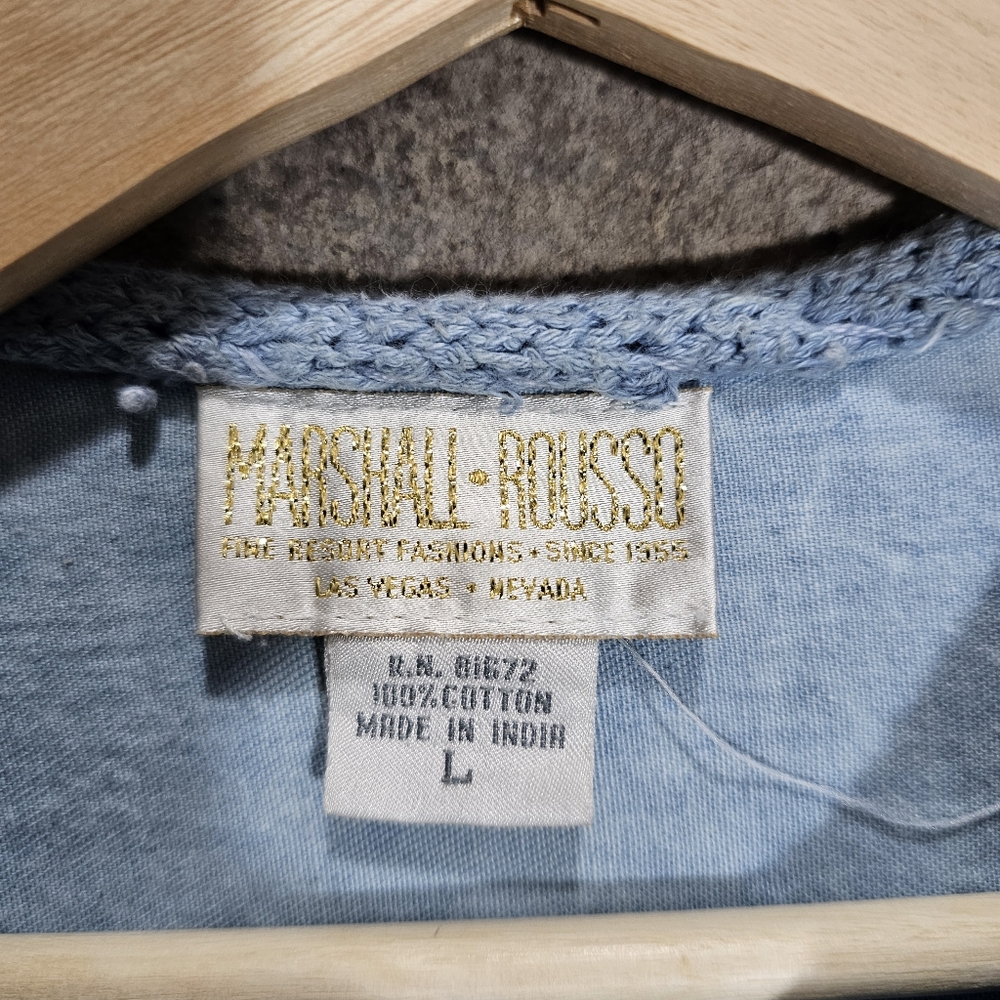 Marshall Rousso Vintage Patchwork Blue Chambray K… - image 5